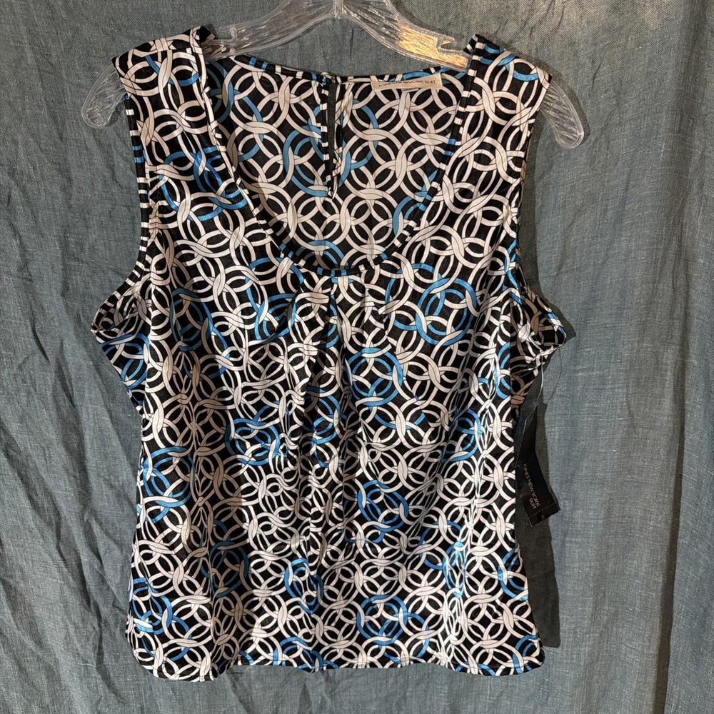 Jones New York Suit Womens Blue Black White Geometric Circle Print Shell Top 14